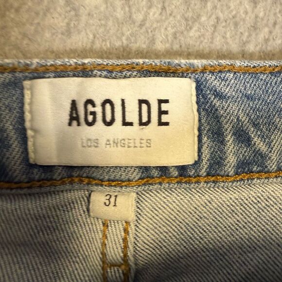 Agolde Women’s Size 31 Button Fly Light Wash Cropped Blue Jeans - Picture 2 of 10